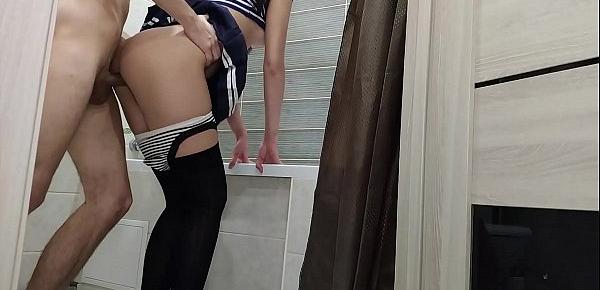  Caught and forced to creampie when babe gets dressed in the bathroom